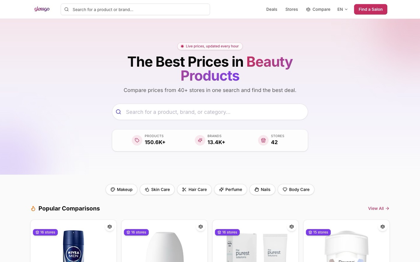 compare.glossgo.com · live prices