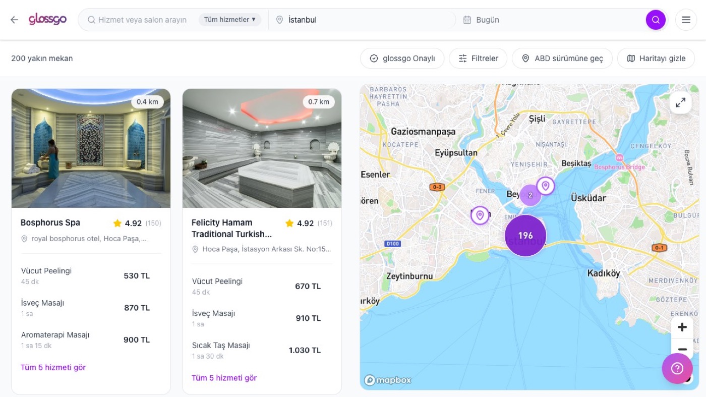 Search · live map, real prices